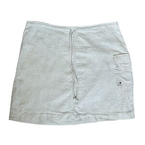 Wrapper Linen Blend Natural Color Mini Skirt with Drawstring size 9